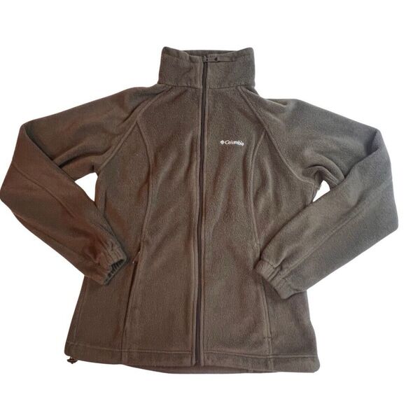 Columbia Tops - Columbia Jacket Women Medium Brown Fleece Sweater Mock Neck Outdoor Camping Vest